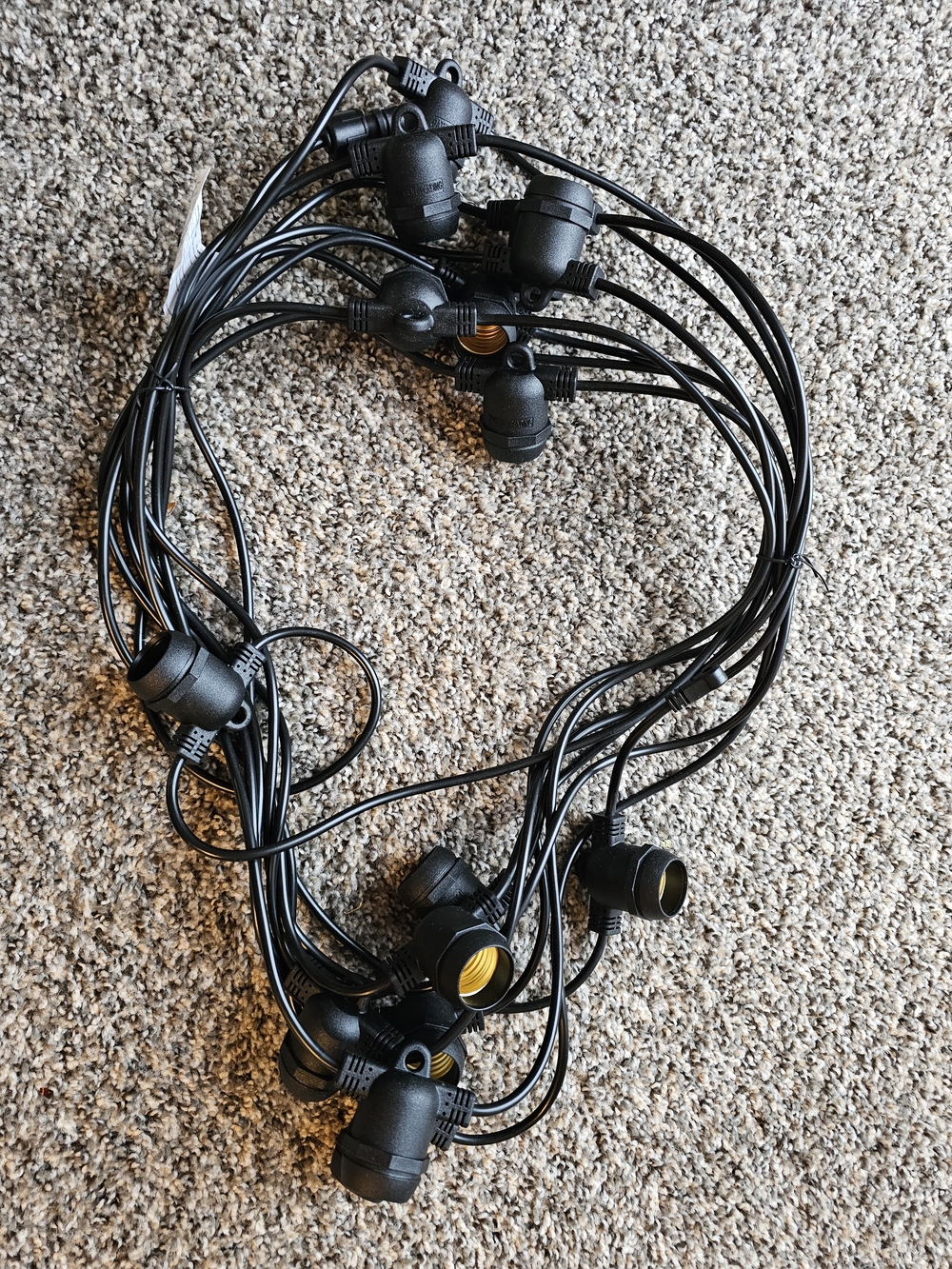 Black Outdoor String Light Cord with Multiple Sockets